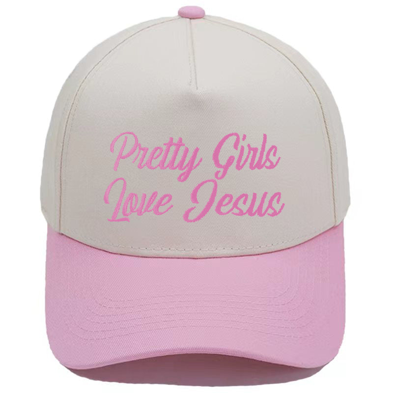 Embroidered Pretty Girls Love Jesus Baseball Cap