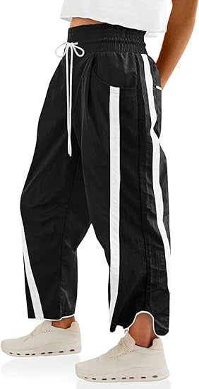 Retro Contrast Side Stripe Wide Leg Track Pants