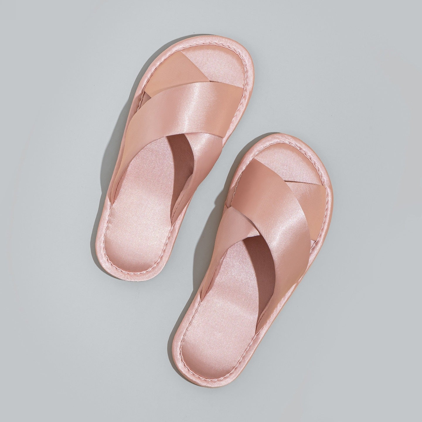Women's Satin Cross-Strap Slide Slippers