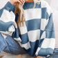 Women's Plus-Size Loose-Fit Color-Block Long-Sleeve Crew-Neck Knit Sweater