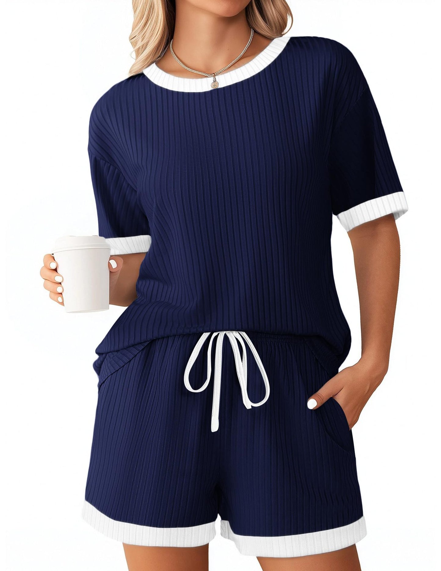 Cozy Ribbed Contrast Lounge Set