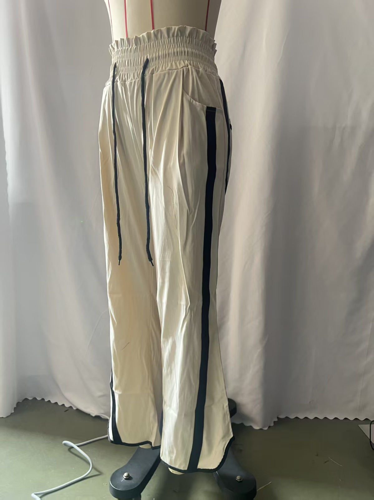 Retro Contrast Side Stripe Wide Leg Track Pants