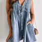 Washed Denim Pleated Romper