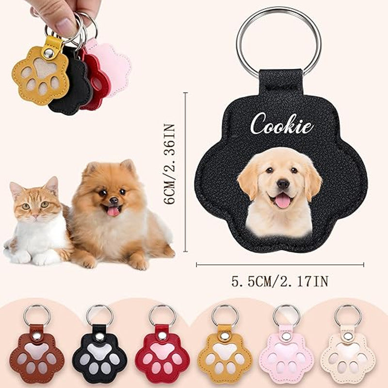 Custom Pet Memorial PU Leather Keychain
