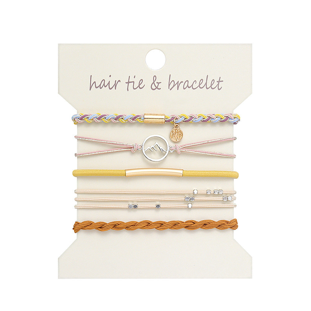 Boho 2-in-1 Hair Tie & Bracelet Set (5-Piece Pack)