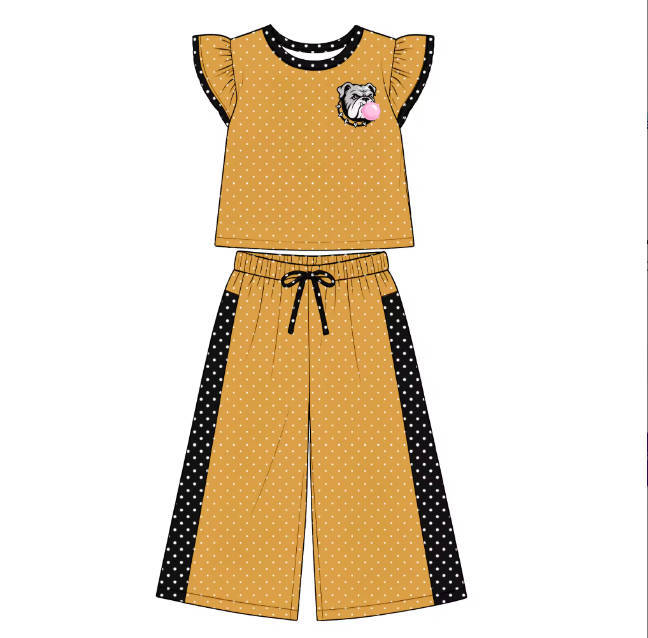 Custom Kids Top Wide Leg Pants Set Ruffle Set