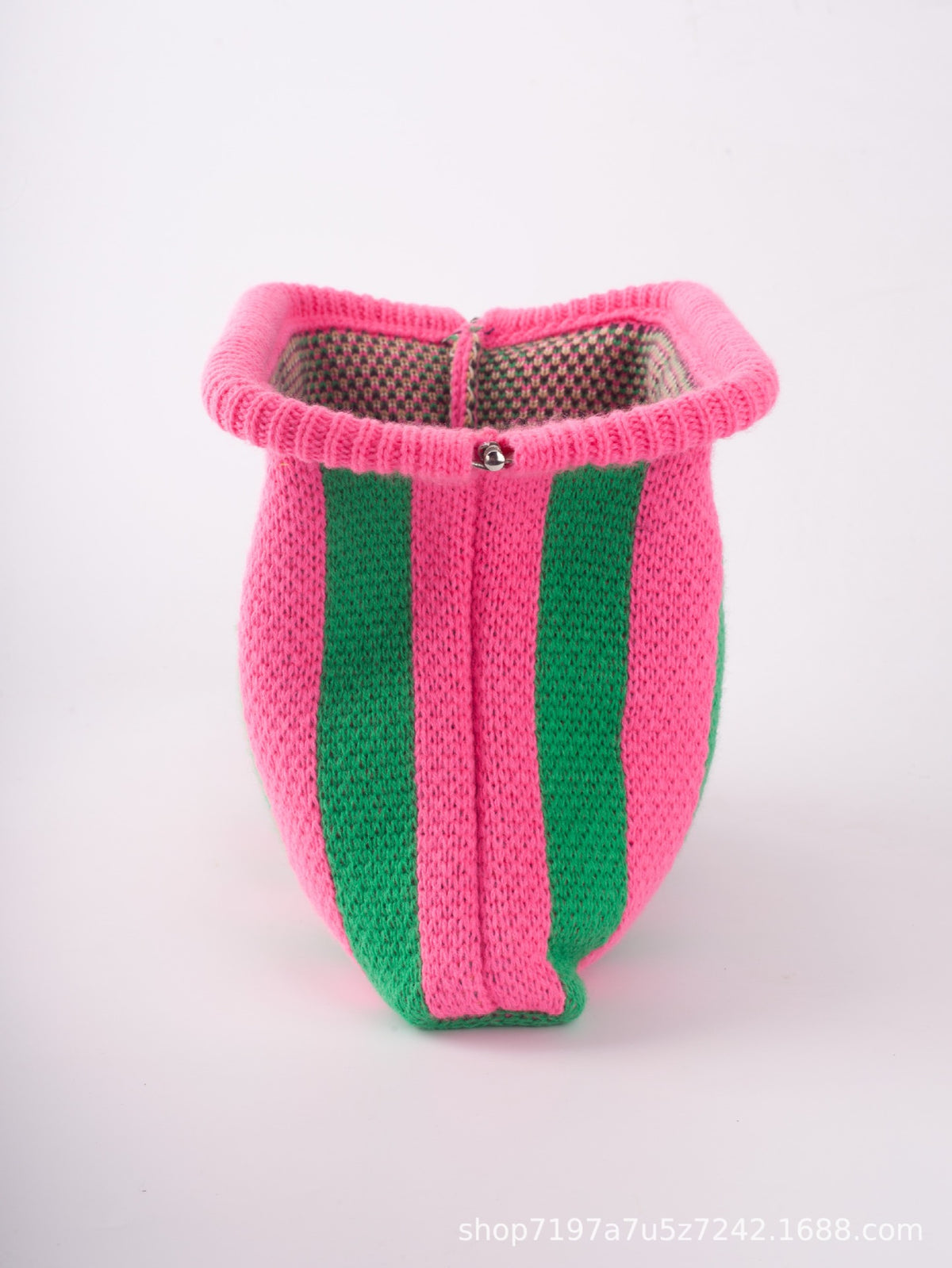 Striped Knit Cloud Frame Clutch Crossbody Bag