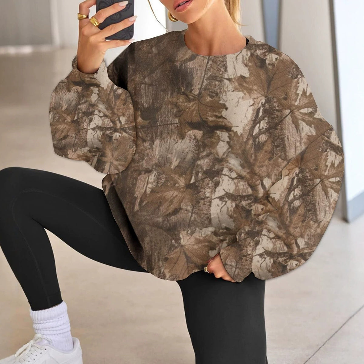 Oversized Camo Crewneck Sweatshirt