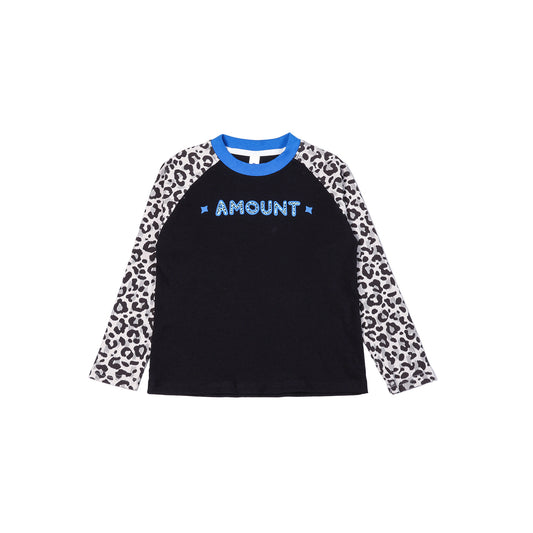 Kids Trendy Leopard Sleeve Graphic Tee