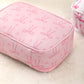 Clear PU Cosmetic Bag Pink Ribbon Toiletry Bag