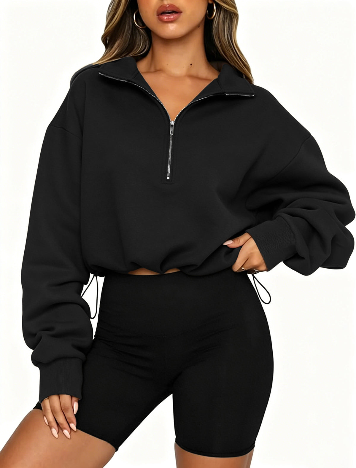 Women's Cropped Half-Zip Sweatshirt