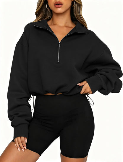 Women's Cropped Half-Zip Sweatshirt