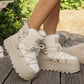 Women's thick-soled warm ankle boots cotton shoes lace-up snow boots