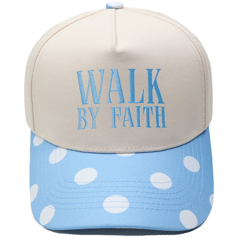 "Walk by Faith" Embroidered Retro Color-Block Trucker Hat