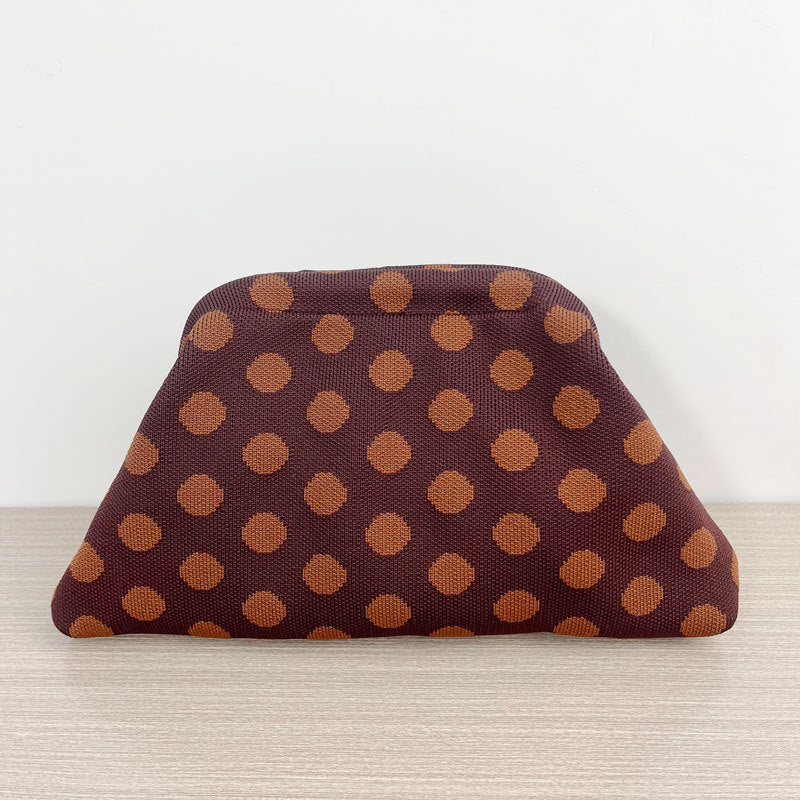Polka Dot Knitted Kiss-Lock Clutch Bag