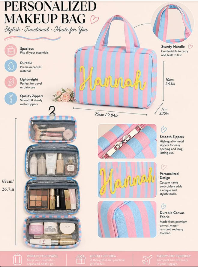 Customizable Name Wet/Dry Separation Toiletry & Cosmetic Bag – Portable Organizer