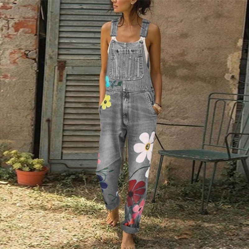 Printed Suspender Jumpsuit