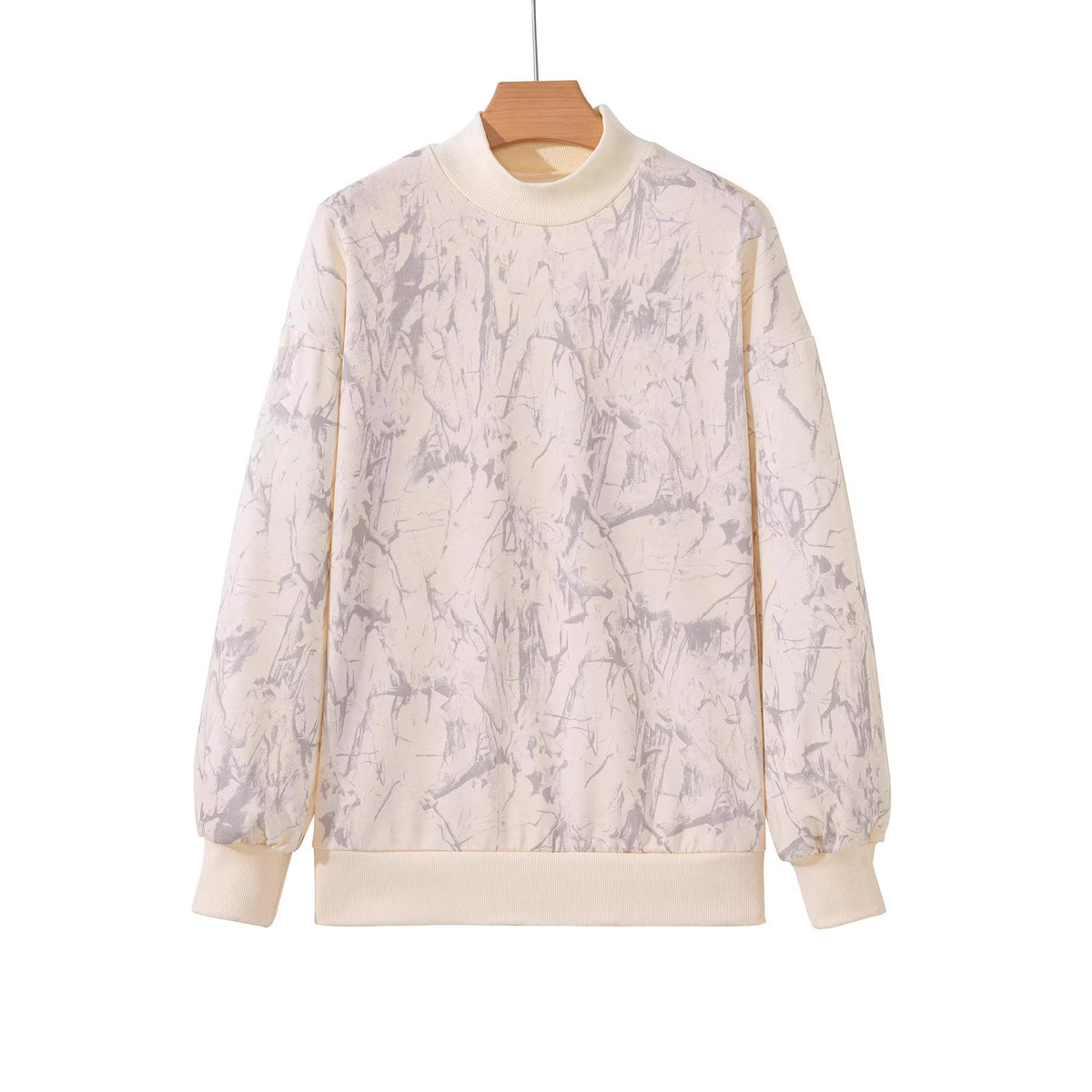Khaki Camo Mock Neck Baggy Sweatshirt