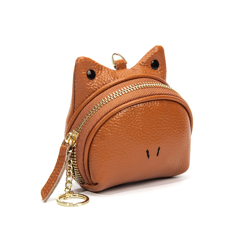 Mini Leather Cat-Ear Coin Purse Keychain