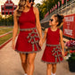 Custom Text Logo Girls' Sleeveless Top and Skirt Two-Piece Set