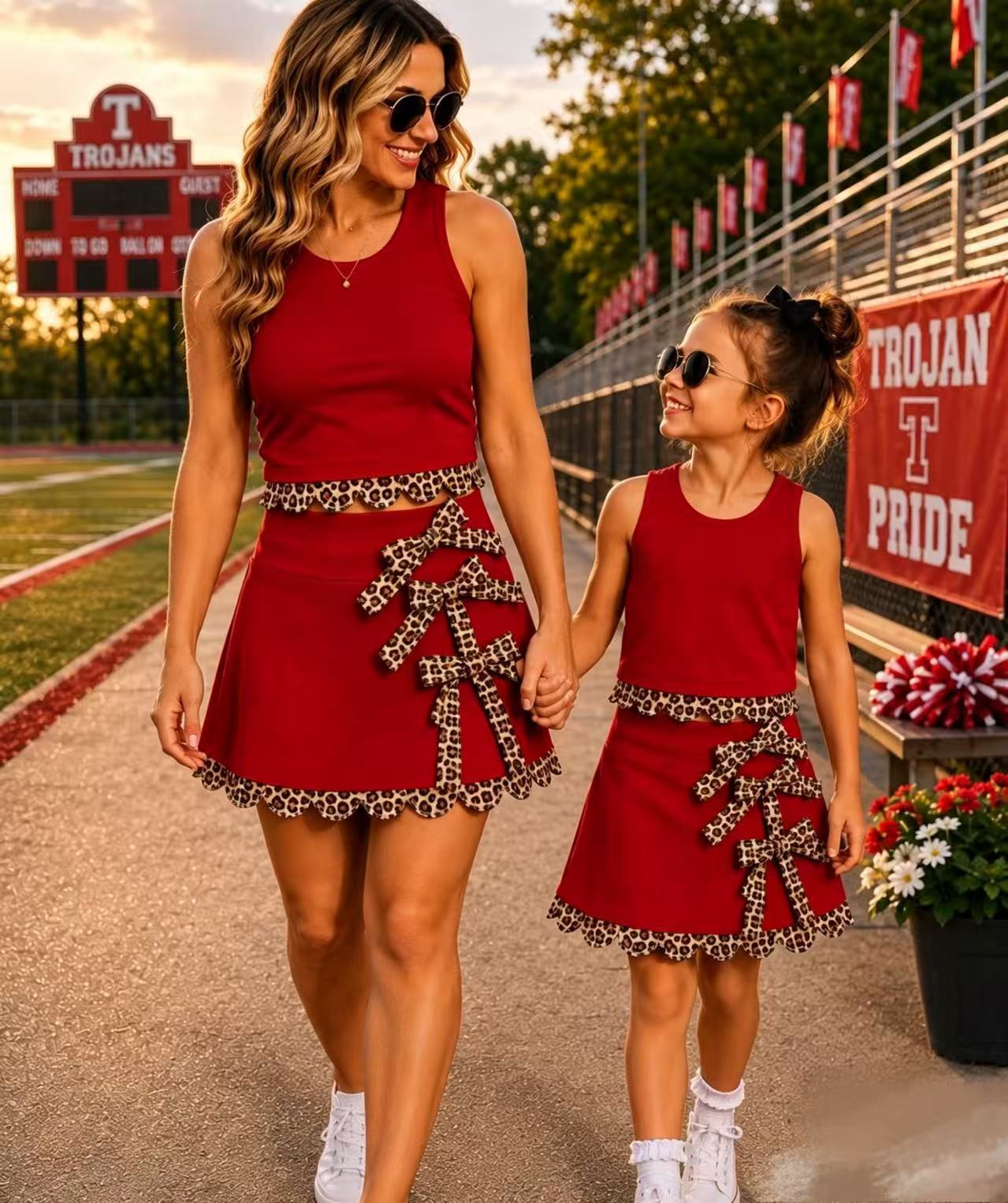 Custom Text Logo Girls' Sleeveless Top and Skirt Two-Piece Set