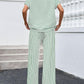 Stripe Round Neck Tee and Pant Set