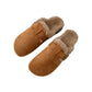 Plush Flat Closed Toe Half Slippers