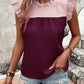 Sleeveless Ruffled Shoulder Contrast Top