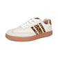 Vagen Leather Leopard Patchwork Flat Sneakers