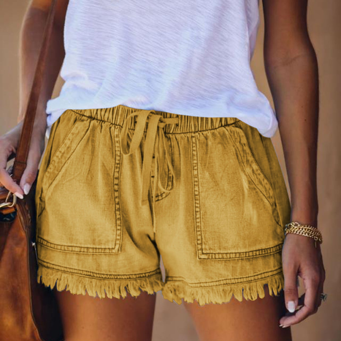 Pocket Frayed Tencel Shorts