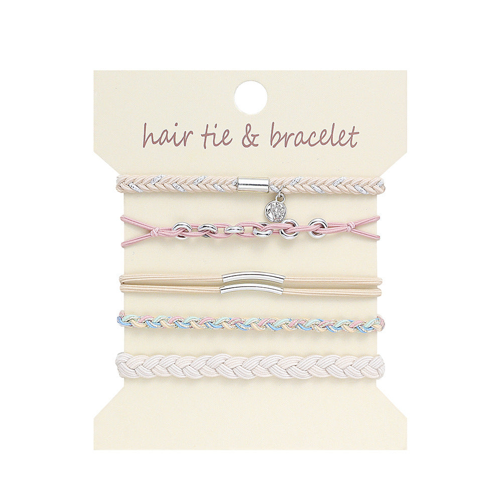 Boho 2-in-1 Hair Tie & Bracelet Set (5-Piece Pack)