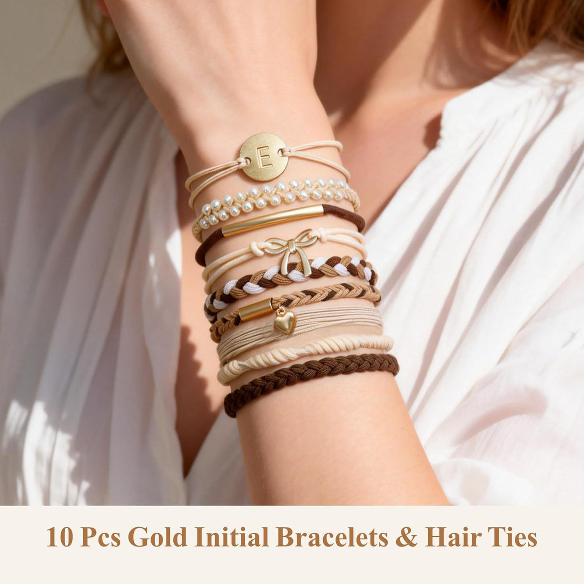 A-Z Letter Hair Tie & Bracelet Set