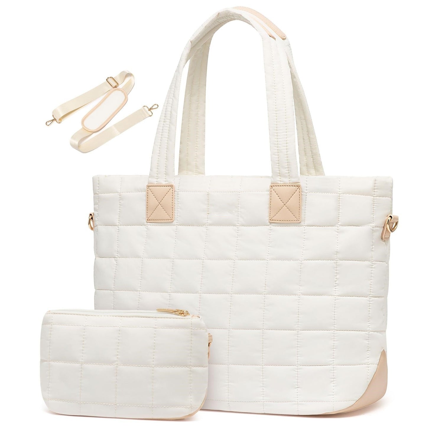Down Handbag Quilted Zipper  Fluffy Work Tote Bag