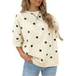 Polka Dot Print Crossed Seam Detail Oversize Tee