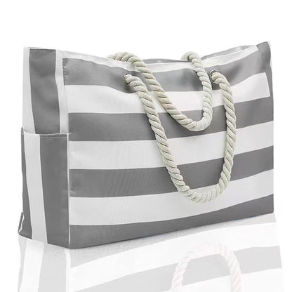 Custom Beach Bag Striped Canvas Tote