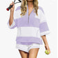 Striped Short-sleeved Oversized Shorts Two-piece Suit