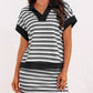 Earthy Stripe Polo and Skirt Co-Ord Set