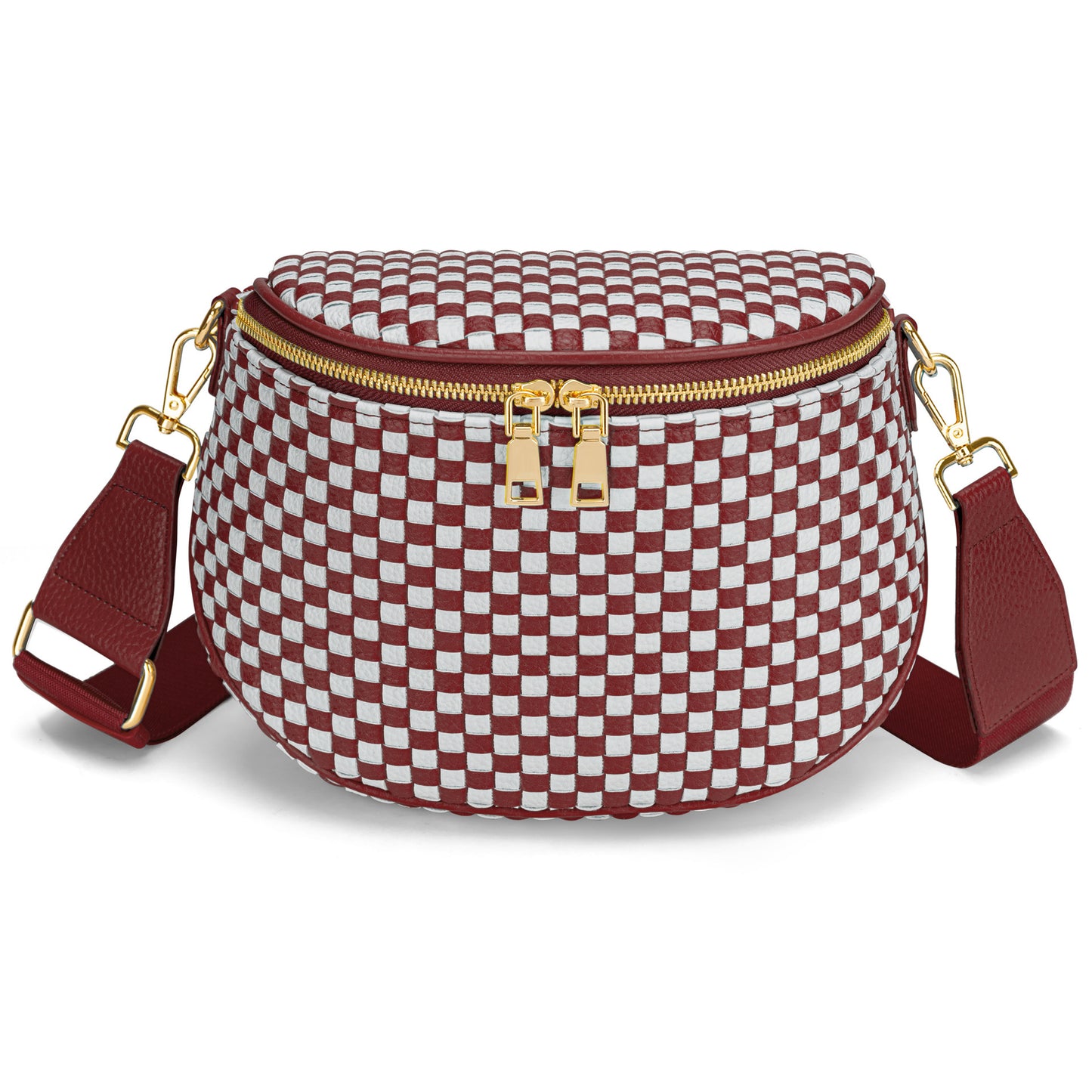 Trendy Woven Checkered Crossbody Bum Bag for Women