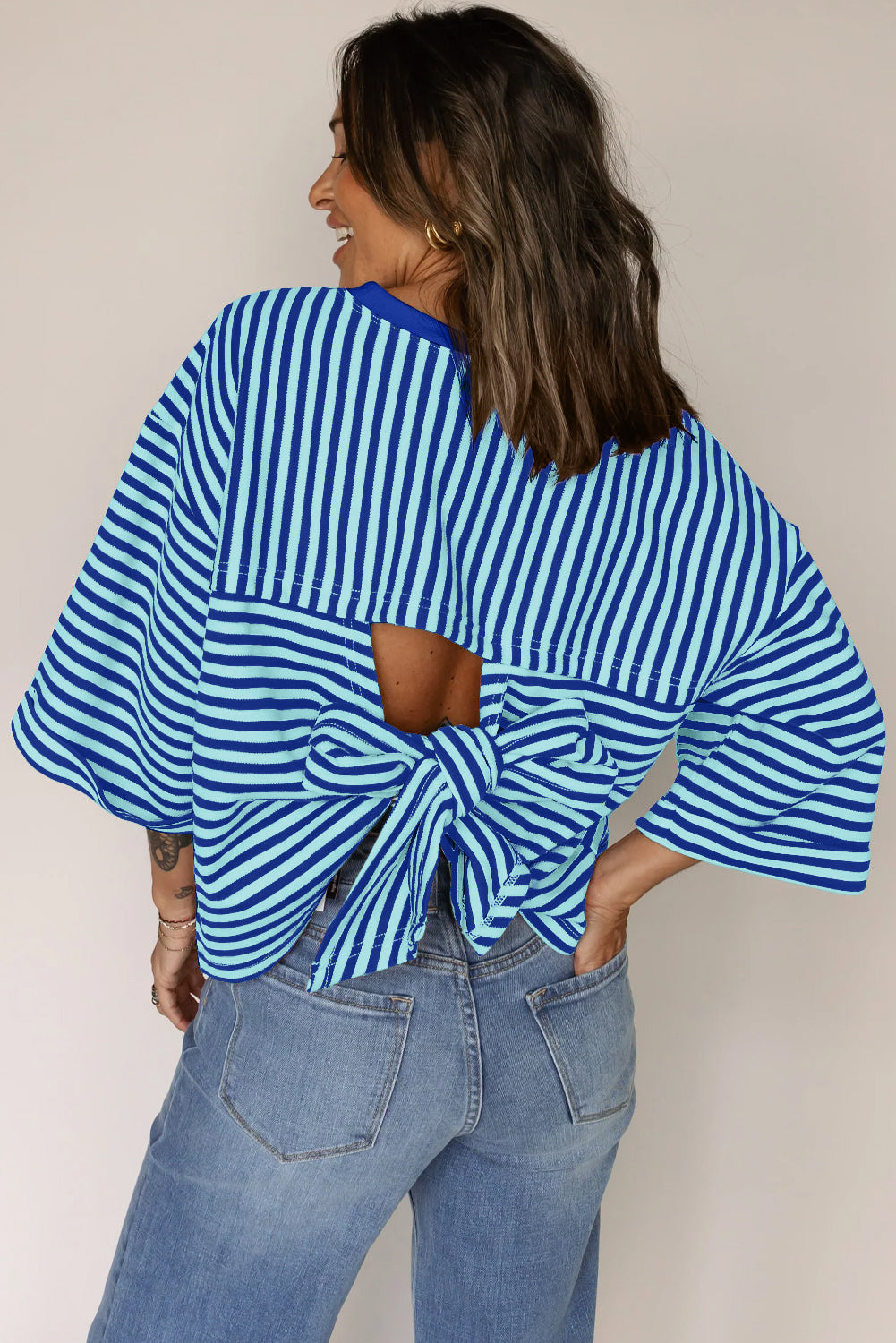 Striped Back Bow Tie T-Shirt