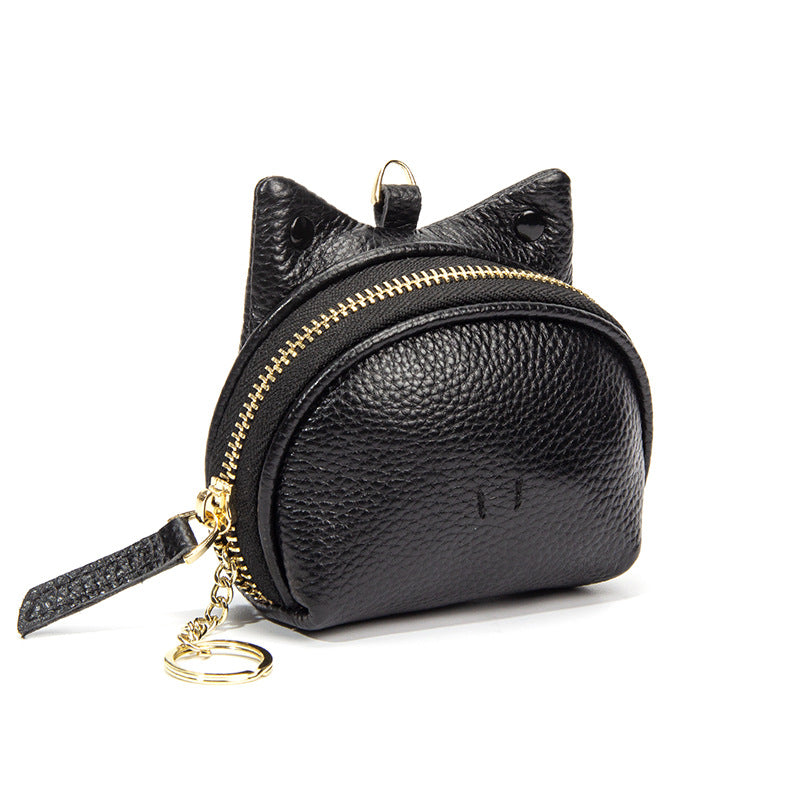 Mini Leather Cat-Ear Coin Purse Keychain