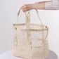 Mesh Fabric Travel Storage Bag Large Capacity Visual Partition Storage Handbag