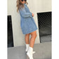 Balloon Sleeve Shirt Denim Dress