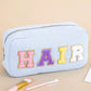 Corduroy Cosmetic Bag with Embroidered Letters