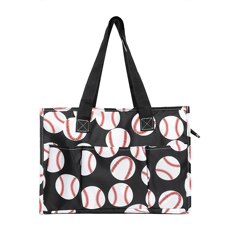 Ball Sports Print Multi-Pocket Utility Tote Bag