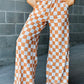Checkerboard Print Casual Pants