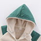 Children's cotton-padded embroidered hooded color-blocked jacket