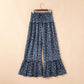 Gray Wild Leopard Print Frilled Detail Drawstring Wide Leg Pants