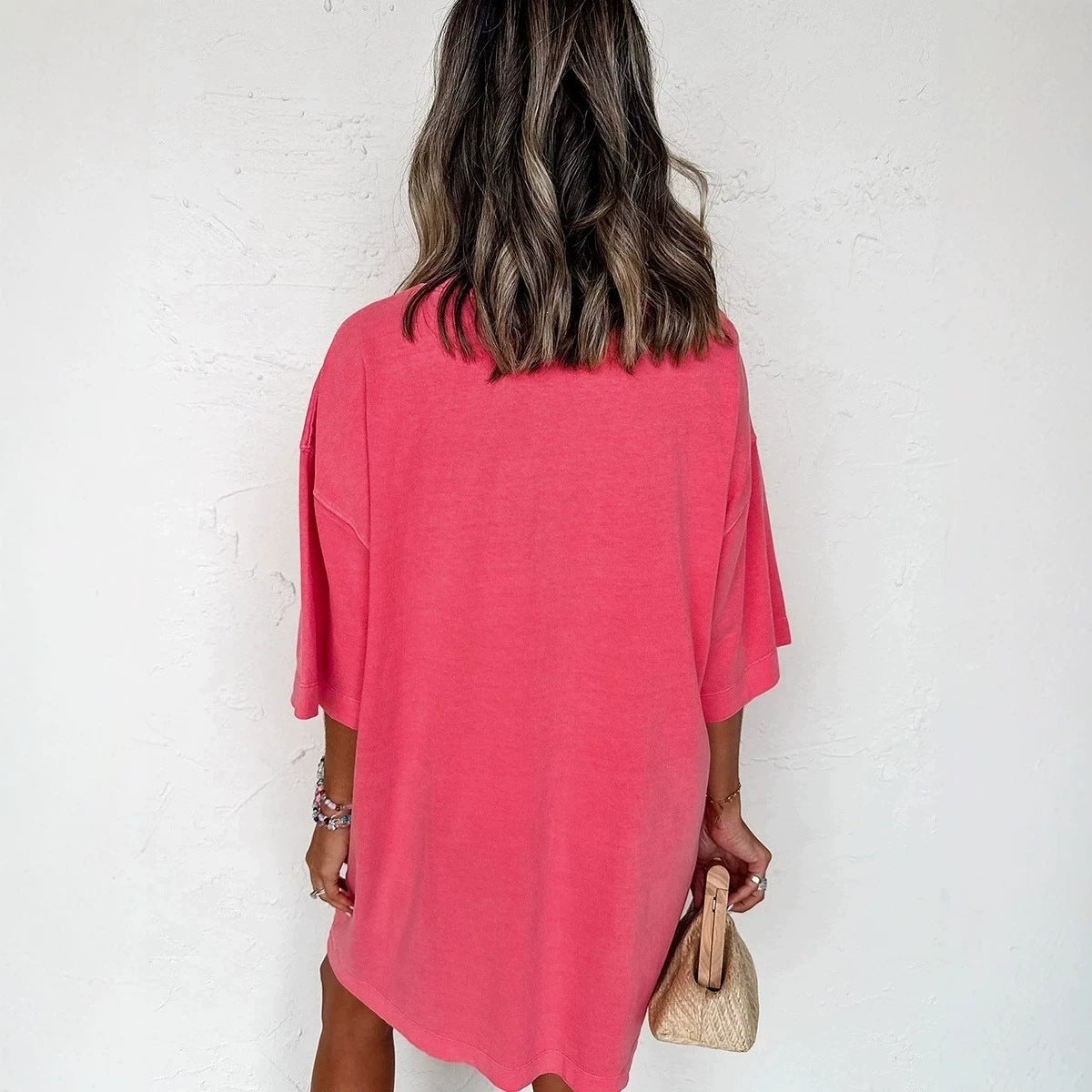 Drop Shoulder Loose Casual T Shirt Mini Dress
