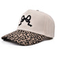 Leopard Print Canvas Hat with Embroidery Bow