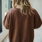 Coffee Polka Dot Trim High Neck West Letter Graphic Baggy Sweatshirt
